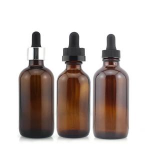 China 120ml Empty Amber Glass Bottles 4 Oz Boston Round Glass Bottles For Oil Products on sale 
