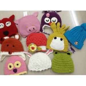Mixed Colors Kids Cable Knit Pom Pom Beanie Hand Printing / Embr Printing Method