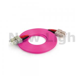 China SC - SC multi mode optical fiber patch cord duplex  red / black boot OM4 50/125 supplier