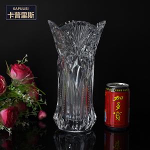 11" Tall diamond pattern Vintage lage high Clear glass vases China wholesale supplier
