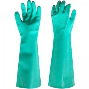 45Cm 22 Mil Nitrile Gloves Acid Resistance Solvent Resistance Green Gloves Nitrile