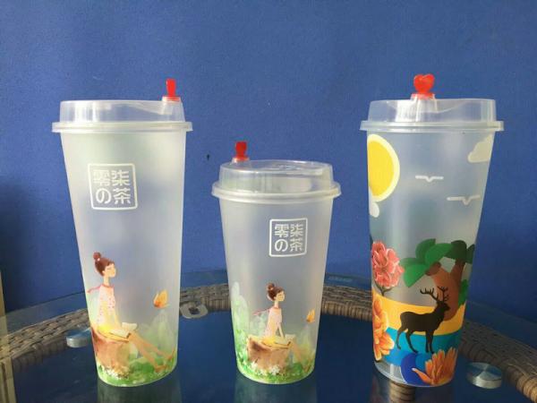 Promotional Printed Plastic Stadium Cups for Red Coffee / Drinking / Beer