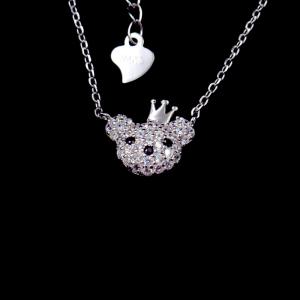 China Cute Japanese Style Panda Shape 925 Silver AAA Zircon Birthday Present Necklace supplier