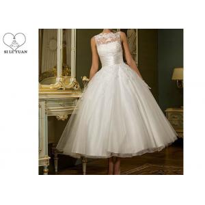Over Knee Short Short Fitted Wedding Dress White Sleeveless With Buttons