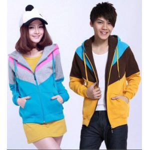 China Zip-up Hoodies Sweatshirts , Couple Clothes , Blue Anti-Wrinkle supplier