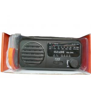 Black OE-2301 Emergency Solar Hand Crank Radio With Aux Input
