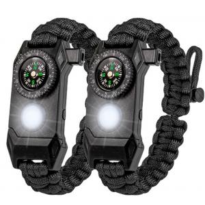 Outdoor LED light survival paracord bracelet multifunctional adjustable bracelet