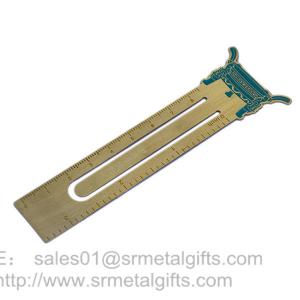 China Photographic etching brass ruler bookmarks, custom steel ruler bookmarks wholesale