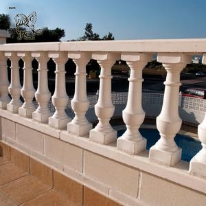 China BLVE Stone Balcony Railing White Marble Balusters Handrail Hotel Stairs Hand Rails Home Decor Wholesale supplier