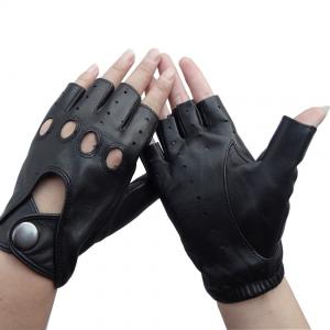 Sheepskin Mens Fingerless Driving Gloves , Fingerless Leather Gloves Customized Size
