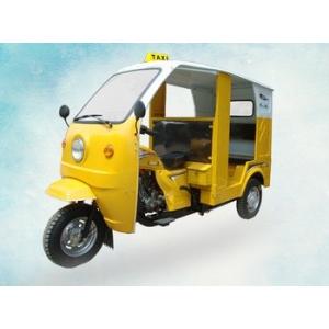 Gasoline Petrol Passenger Motor Tricycle With Driver Cabin And Iron Roof , Yellow
