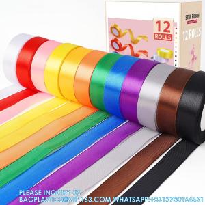 China Satin Ribbon Fabric Ribbon Silk Ribbon Embellish Ribbon Rolls, 2/5 Wide 5 Yard/Roll, Ribbons Perfect For Crafts supplier