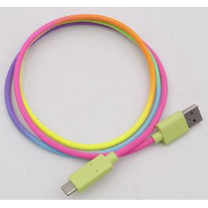 Rainbow Wire Braided USB 3.1 To Type C Cable Data Transfer 0.5m 1m Length