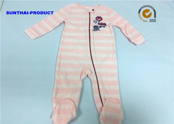 Stripe AOP Baby Pram Suit 100% Polyester Micro Fleece Long Sleeve Coverall