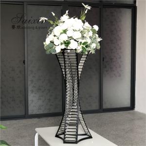 Crystal Gold Flower Vase Metal Stand For Living Room Wedding Table Decoration