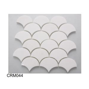 China Mosaic White Marble Backsplash Kitchen Mesh On Mounted Glazed Vitrified Tiles wholesale