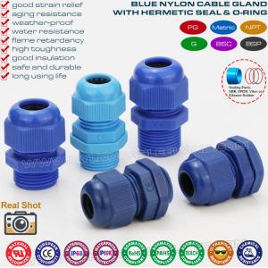 Blue Plastic M20 Cable Gland, IP68 Waterproof Adjustable 6-12mm Cord Gland Cable Fitting for Lighting Fixture