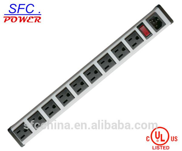 IEC 60320 Inlet C14 POWER STRIP, NEMA 5-15R 9 OUTLETS, VERTICAL RACK / SURFACE