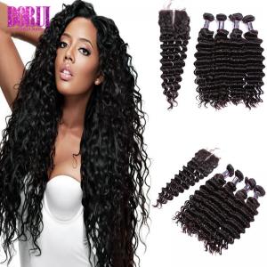 China Deep Wave Indian Human Hair Extensions Cuticle Aligned With Lace Extension supplier