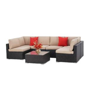 U Shape Patio Couch Sofa Polyester Fabric Moisture Proof Outdoor Sofa Set
