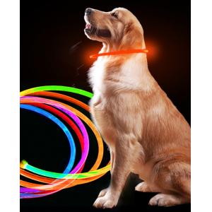 Rechargeable Led Leather Dog Collars Light Up Flashing Dog Collar