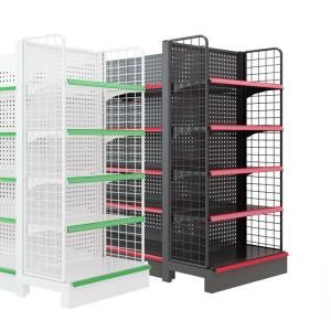 China Double Sided Wire Mesh Gondola Display Rack Shelf Grocery Supermarket Shelves supplier
