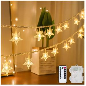 Star String Lights Battery Operated LED Twinkle Little Star Light Warm White Indoor and Outdoor Decoration for Kids Room