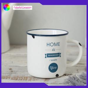 China Retro ceramic mug simple office coffee mug Imitation enamel mug кружка для кофе купить wholesale