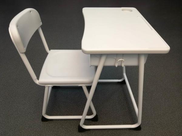 Hollow Student Desk And Chair Set With Plastic Backrest / Top Table