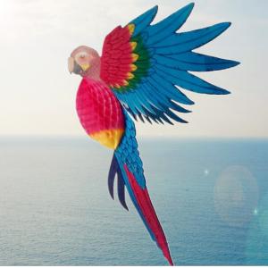 China Home Furnishings Party Decoration Large Animal Simulation Paper Carving Bird Parrot Honeycomb Paper Crafts supplier