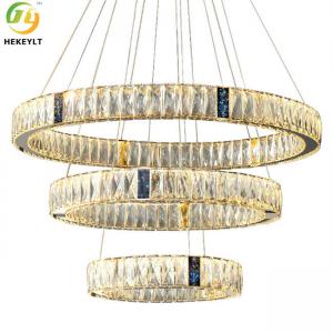 Circular Led Hanging Lighting Pendant Gold K9 Crystal