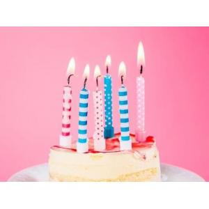 Spiral And White Dots Printable Birthday Candles With Holders For Cake Decorations