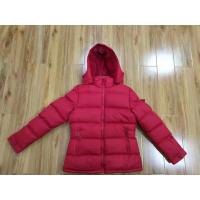 China Red Quilted Jacket Womens Puffer Longline Coat Ladies Short Padded Jacket With Hood on sale