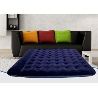 China Foldable PVC Single Flocked Airbed Dark Blue Double Inflatable Mattress Built In Pillow on sale