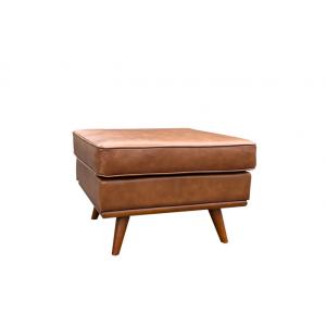 Sponge Padded Seat Leather Footstool Ottoman Top Grain Genuine Leather Footstool