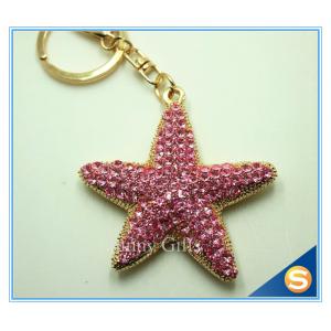 China Rhinestone metal Starfish Keychain Attachment Cute Metal Keychain For Women's Gift supplier