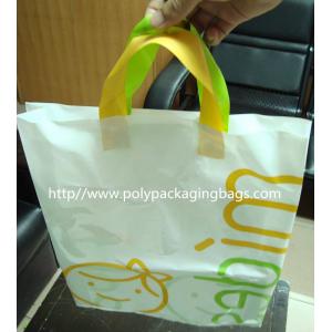 China White Plastic Gift Bags With Custom Logo / Loop Handle Polythene Bags For Promotion supplier