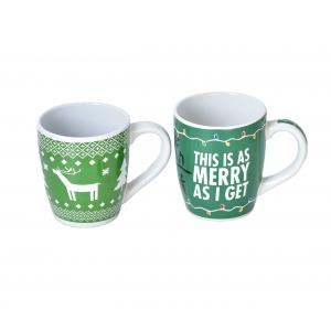 Wholesale ceramic Festive red decal Christmas mug coffee mugs