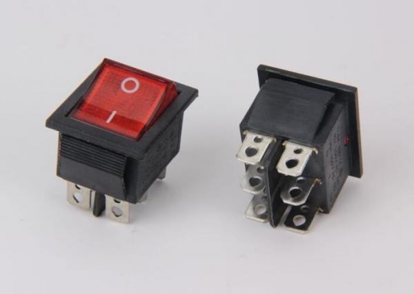 6 Pins Push Rocker Switch 16A 250VAC , Lamp DPDT ON ON Rocker Switch