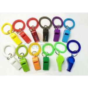 Flex Colored Plastic Wrist Coil With Whistle Soft Spring Coil Key Chains