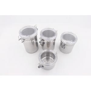 Set of 4 Refrigerator storage container stainless steel airtight canister with clamp coffee bean storage can