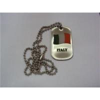 Italian national flag epoxy dome metal dog tags with chain, zinc alloy, silver plated,
