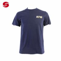 China AFM Military Blue O-Neck Training T Shirt For Man on sale
