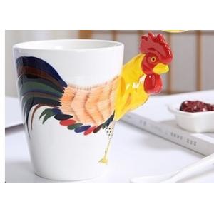 China Rooster 9cmx11cm Cafe Store 3D Ceramic Mugs supplier