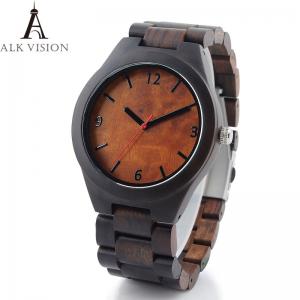 China Natural Black Wood Watch Men Business Luxury Stop Watch Quartz Movement Wood Watches Luxury Gift Full Wooden Watches supplier