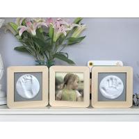 China 3 Vertical Wooden Photo Frames Solid Wooden Baby Hand And Footprint Keepsake Kit on sale