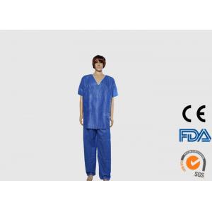 Water Resistant Disposable Medical Scrubs , Blue Disposable Lab Coats