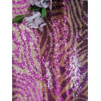 China Tiger Pattern Animal Design Embroidered Sequin Lace Fabric purple Color on sale