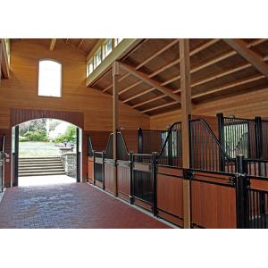 China Black Powder Coating Modular Horse Stalls , Bamboo Infill Premade Horse Stalls supplier