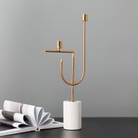 China Classic Marble Base 520mm 460mm Gold Metal Candle Holder on sale